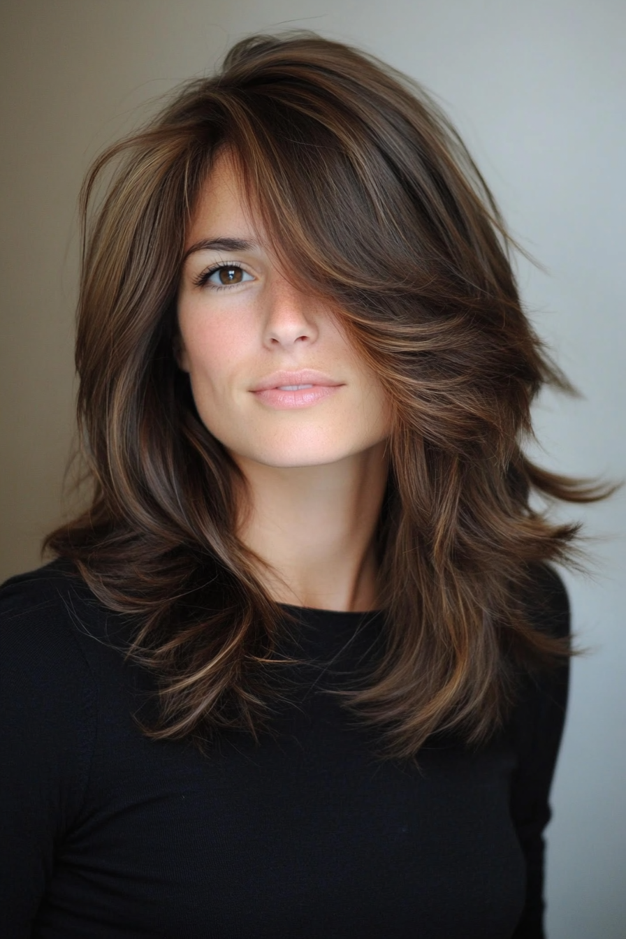 27. Rich Oak Brown Textured Layers (Trendy Mid Length Haircuts With Layers) - Trendy Mid Length Haircuts With Layers