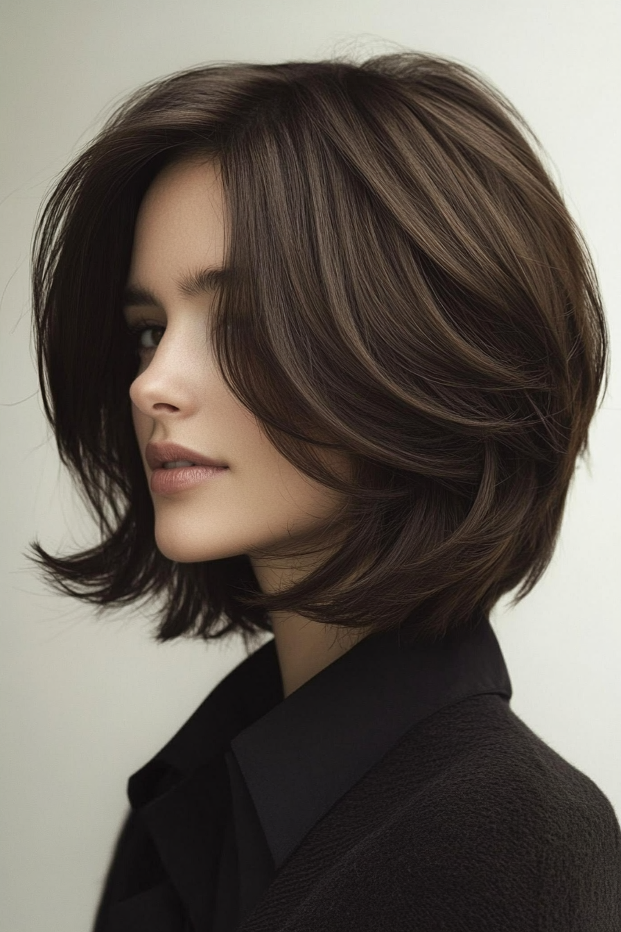 20. Graduated Bob with Layers in Dark Mahogany (Layered Hairstyles For Thin Hair) - Layered Hairstyles For Thin Hair