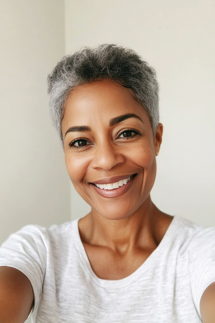 6. Low-Maintenance Tapered Cut (Natural Gray Blend) (Black Hairstyles For Older Women) - Black Hairstyles For Older Women
