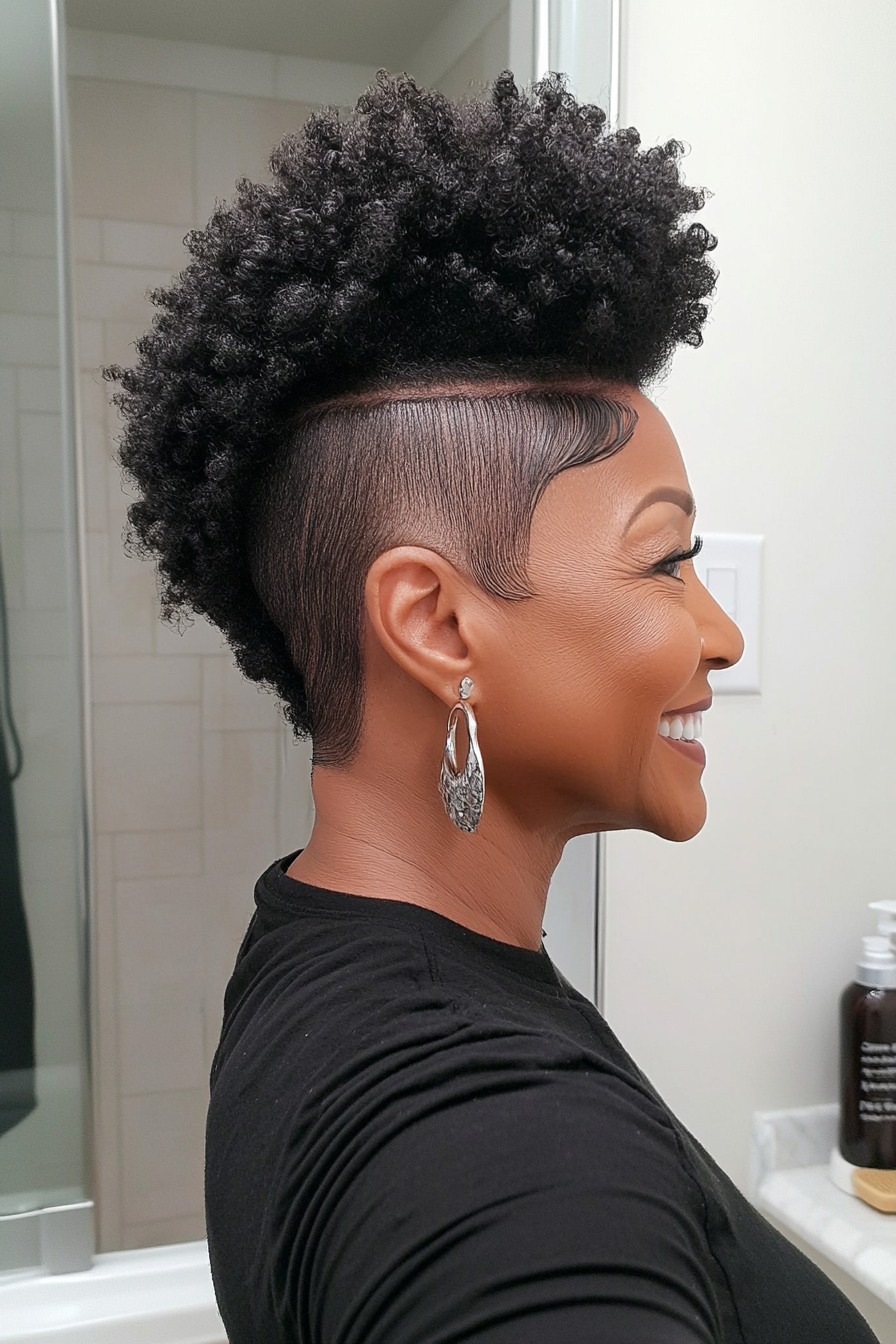 14. Soft Tapered Frohawk (Deep Ebony Black) (Black Hairstyles For Older Women) - Black Hairstyles For Older Women