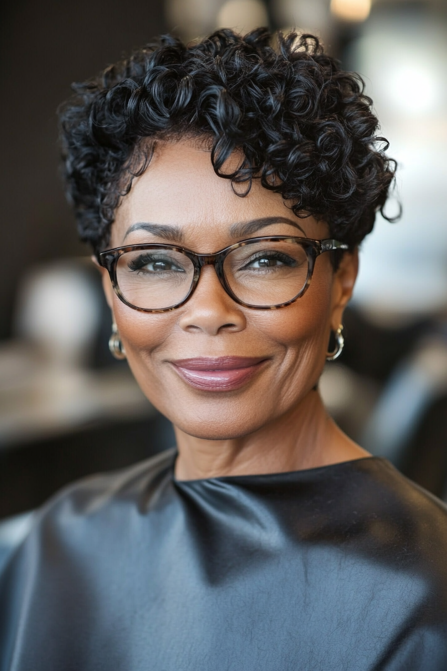 21. Pixie with Defined Curls (Chocolate Brown) (Black Hairstyles For Older Women) - Black Hairstyles For Older Women