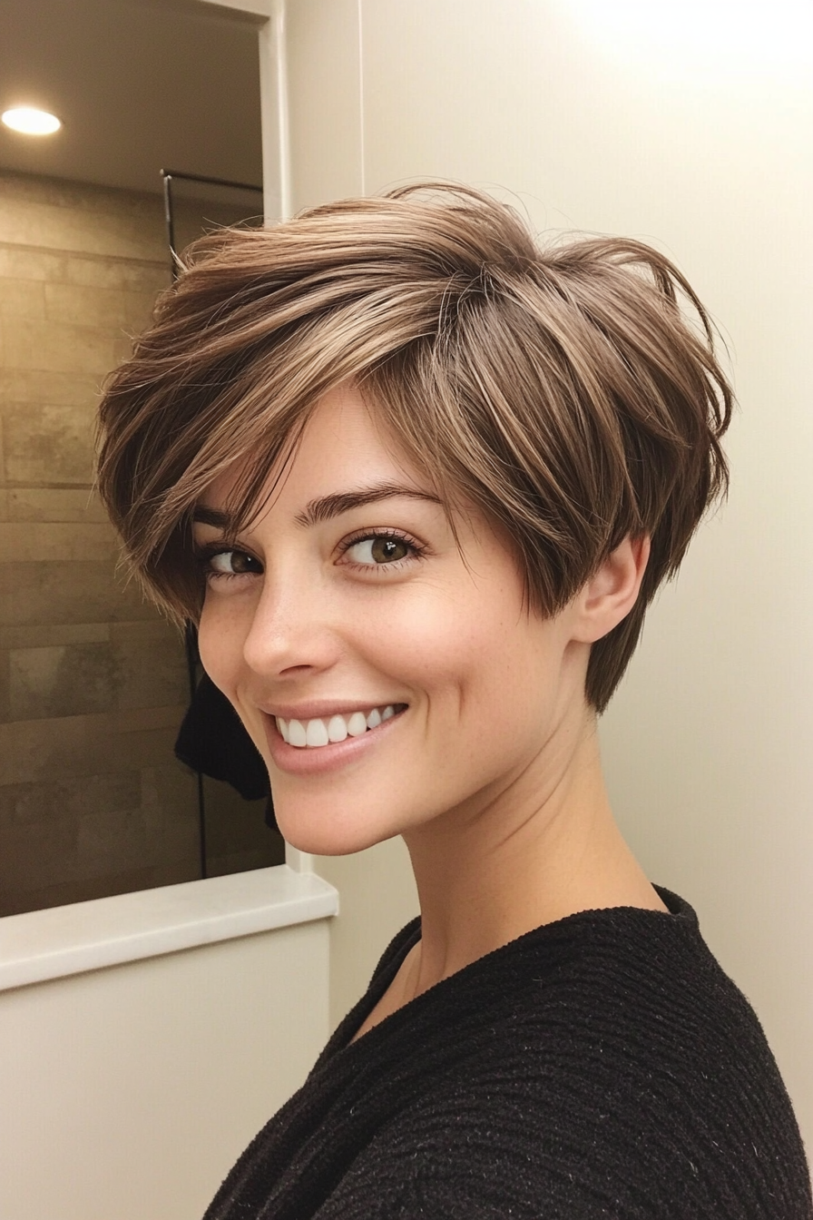 1. Softly Layered Ash Brown Pixie (Pixie Haircuts) - Pixie Haircuts