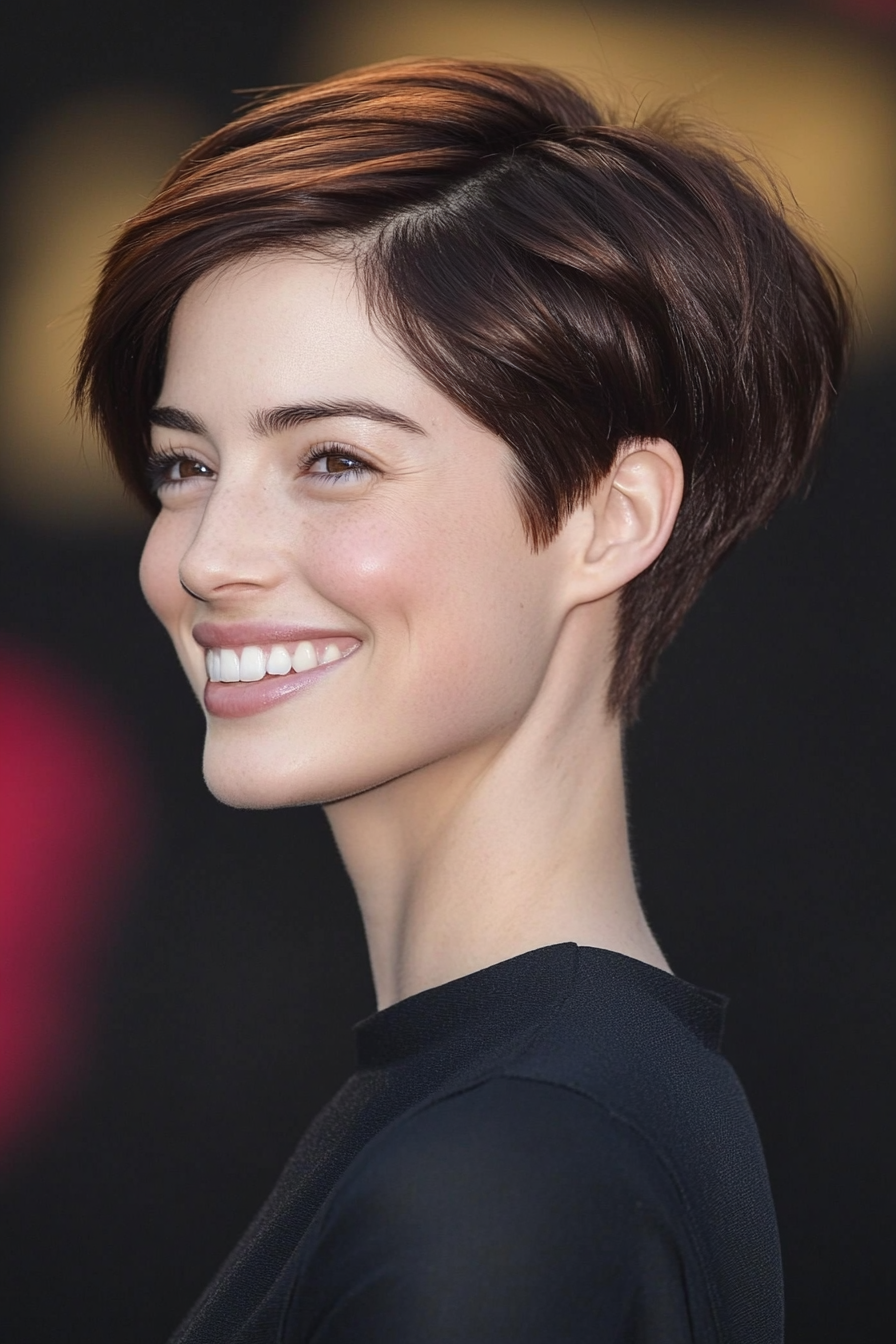 3. Tapered Dark Chestnut Pixie (Pixie Haircuts) - Pixie Haircuts