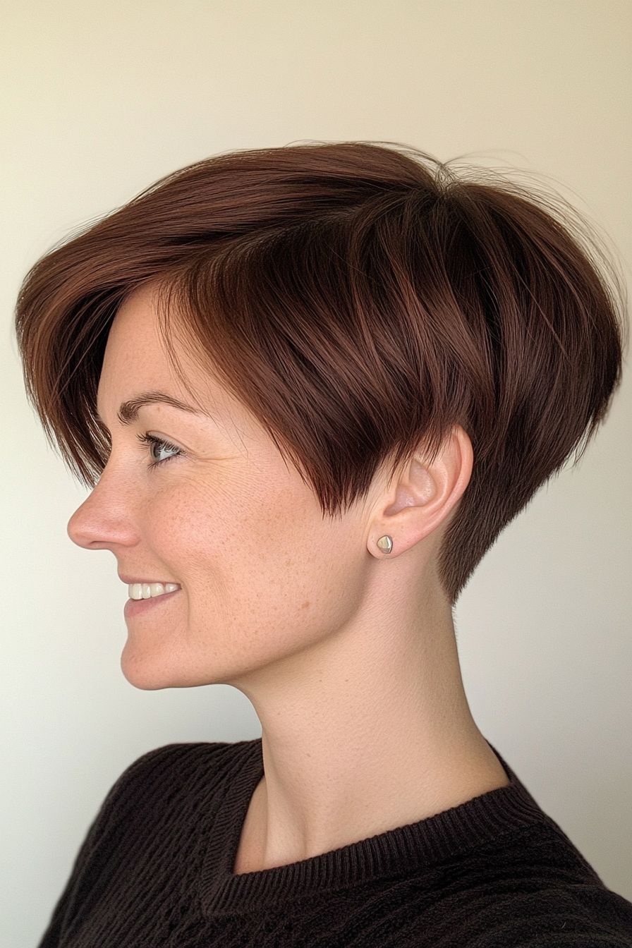 11. Asymmetrical Mahogany Pixie (Pixie Haircuts) - Pixie Haircuts