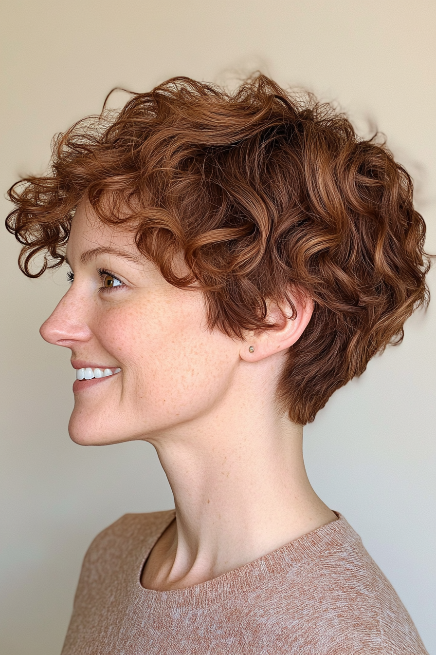 14. Soft Curly Chestnut Pixie (Pixie Haircuts) - Pixie Haircuts