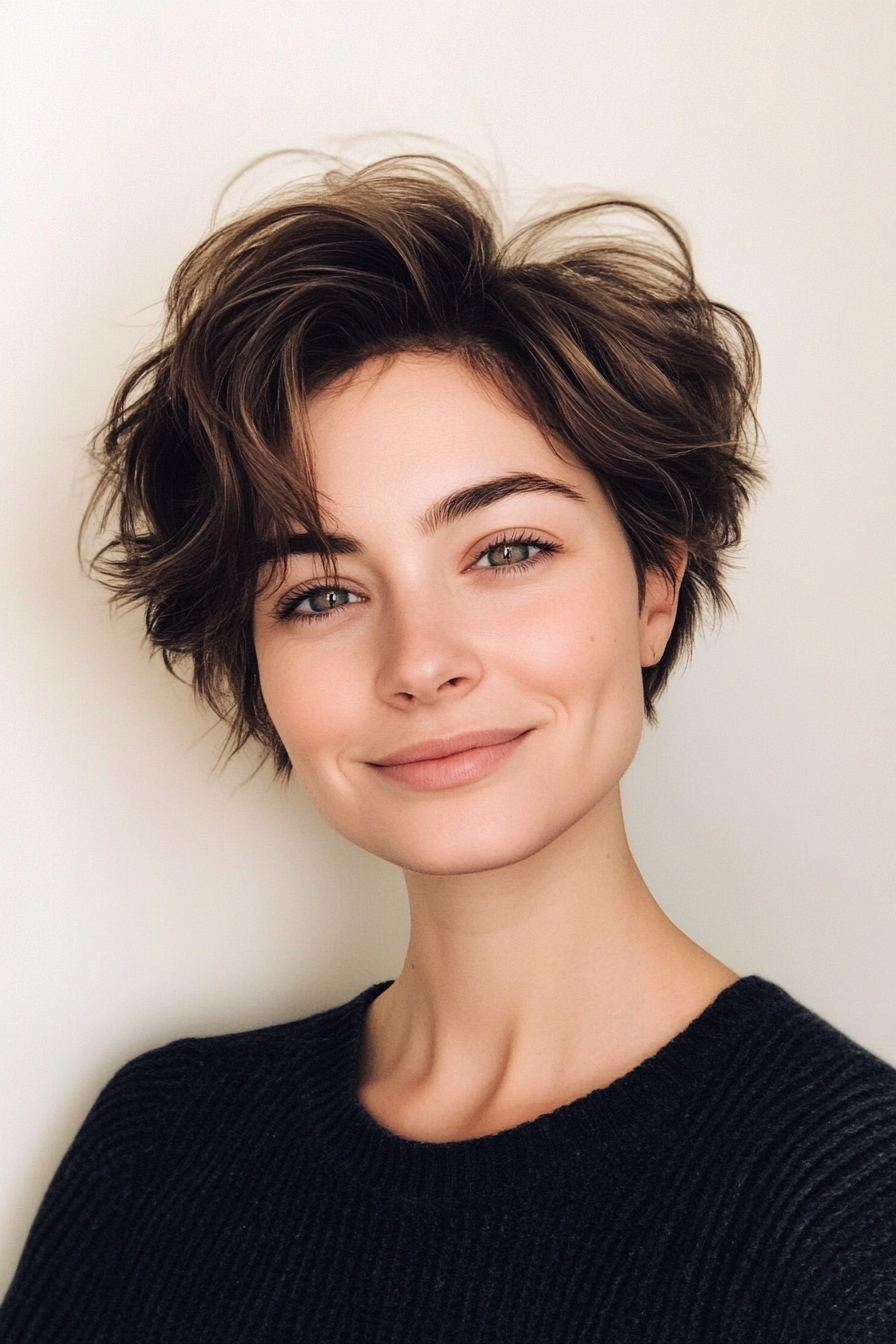 18. Short Tousled Warm Brunette Pixie (Pixie Haircuts) - Pixie Haircuts