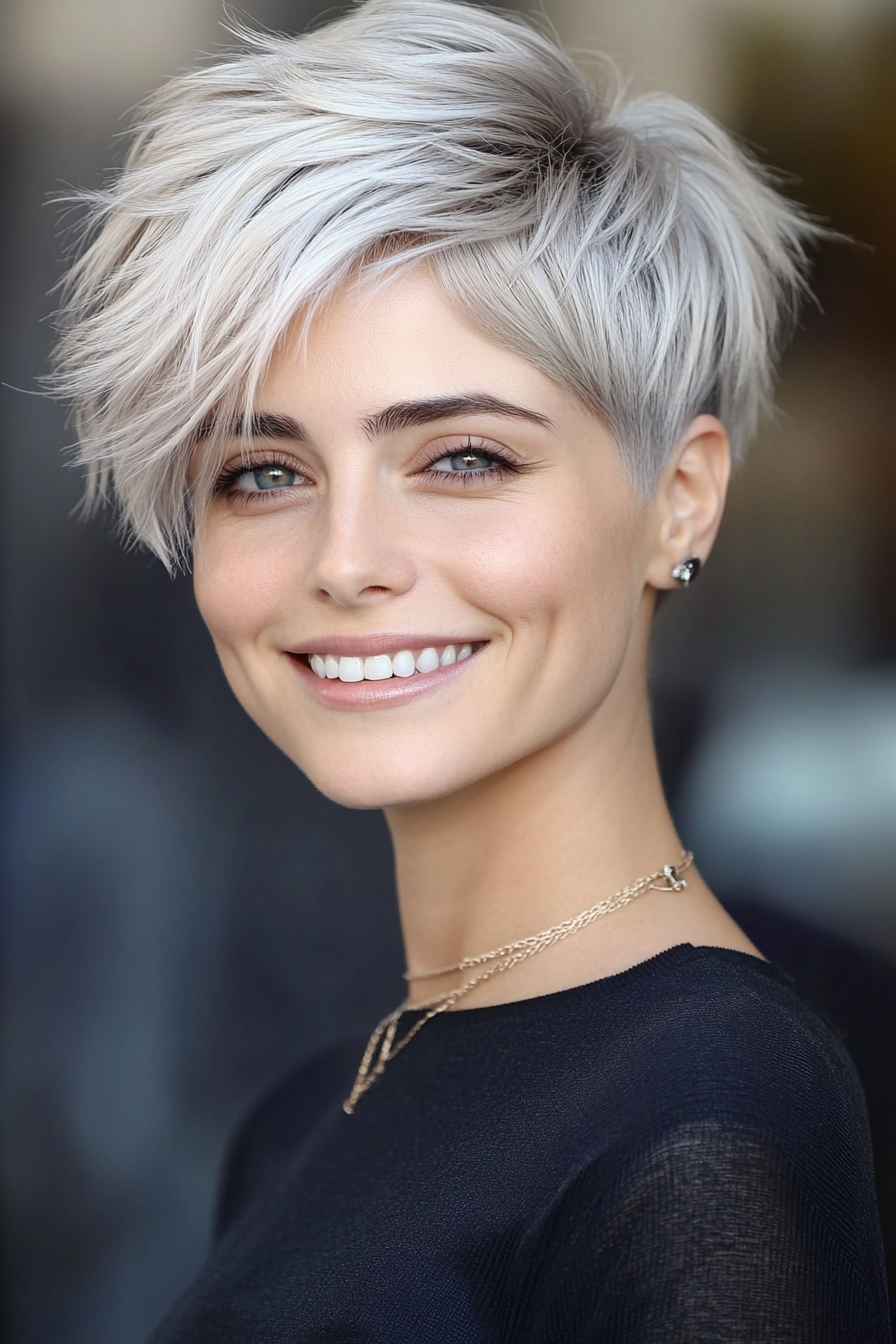 19. Soft Silver Ash Blonde Pixie (Pixie Haircuts) - Pixie Haircuts