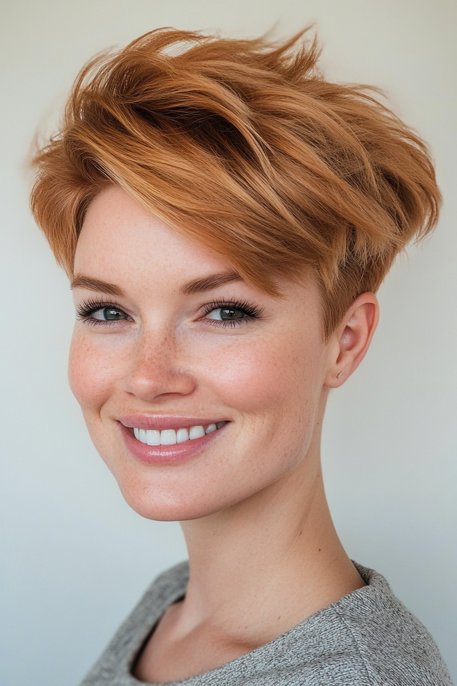 24. Fluffy Chestnut Blonde Pixie (Pixie Haircuts) - Pixie Haircuts