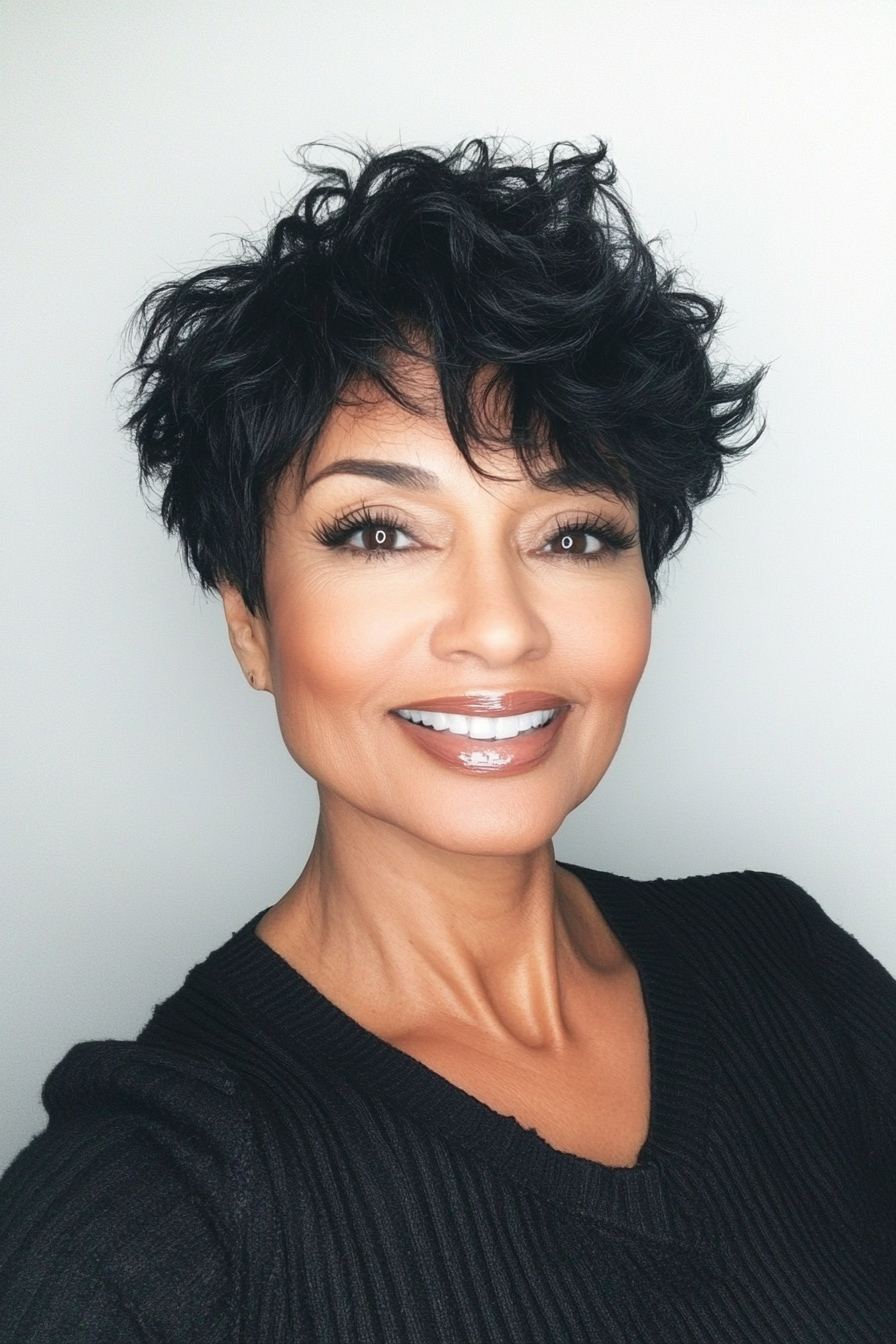 3. Textured Crop in Natural Black (Short Hairstyles For Women Over 50 With Fine Hair) - Short Hairstyles For Women Over 50 With Fine Hair