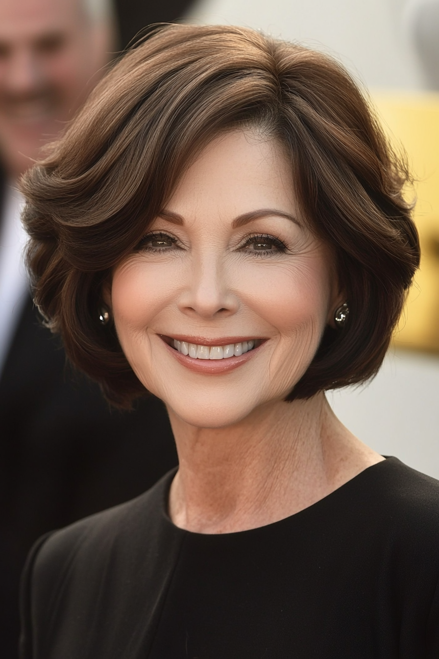 14. Shoulder-Grazing Lob in Rich Chocolate Brown (Short Hairstyles For Women Over 50 With Fine Hair) - Short Hairstyles For Women Over 50 With Fine Hair