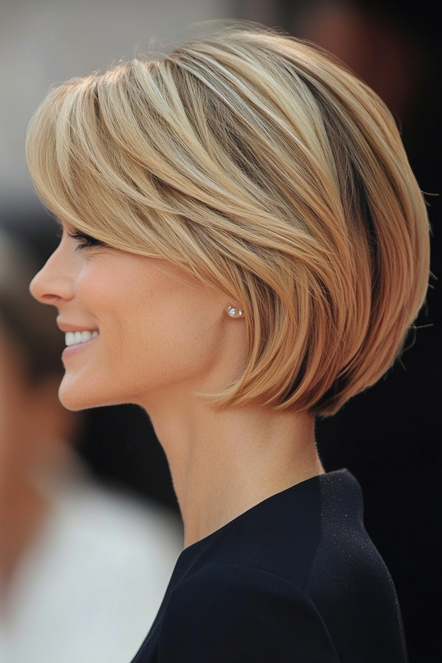17. Classic French Bob in Honey Blonde (Short Hairstyles For Women Over 50 With Fine Hair) - Short Hairstyles For Women Over 50 With Fine Hair