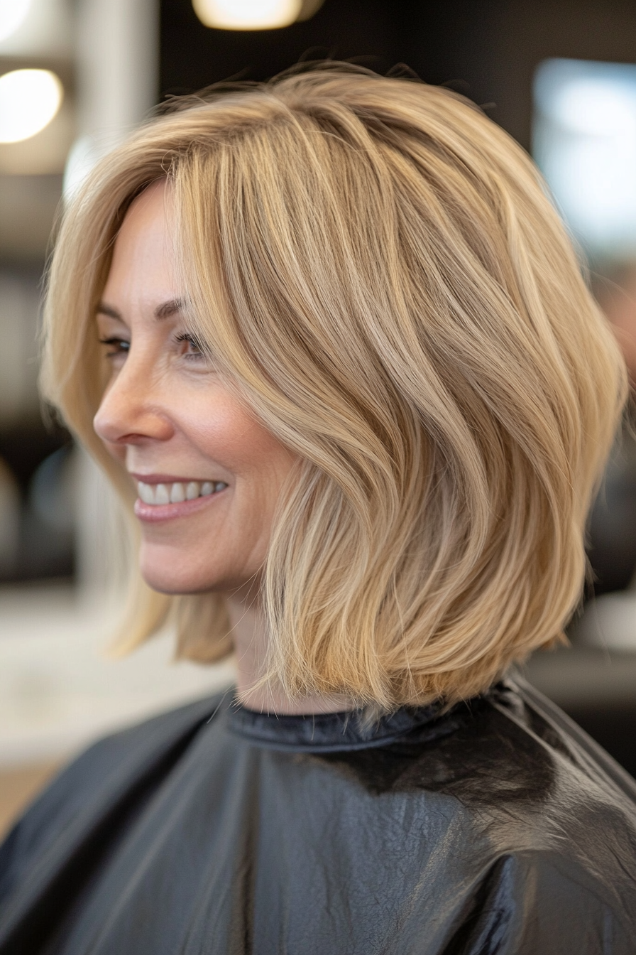 22. Rounded Shoulder-Length Cut with Medium Blonde (Mid Length Haircuts For Women Over 50) - Mid Length Haircuts For Women Over 50