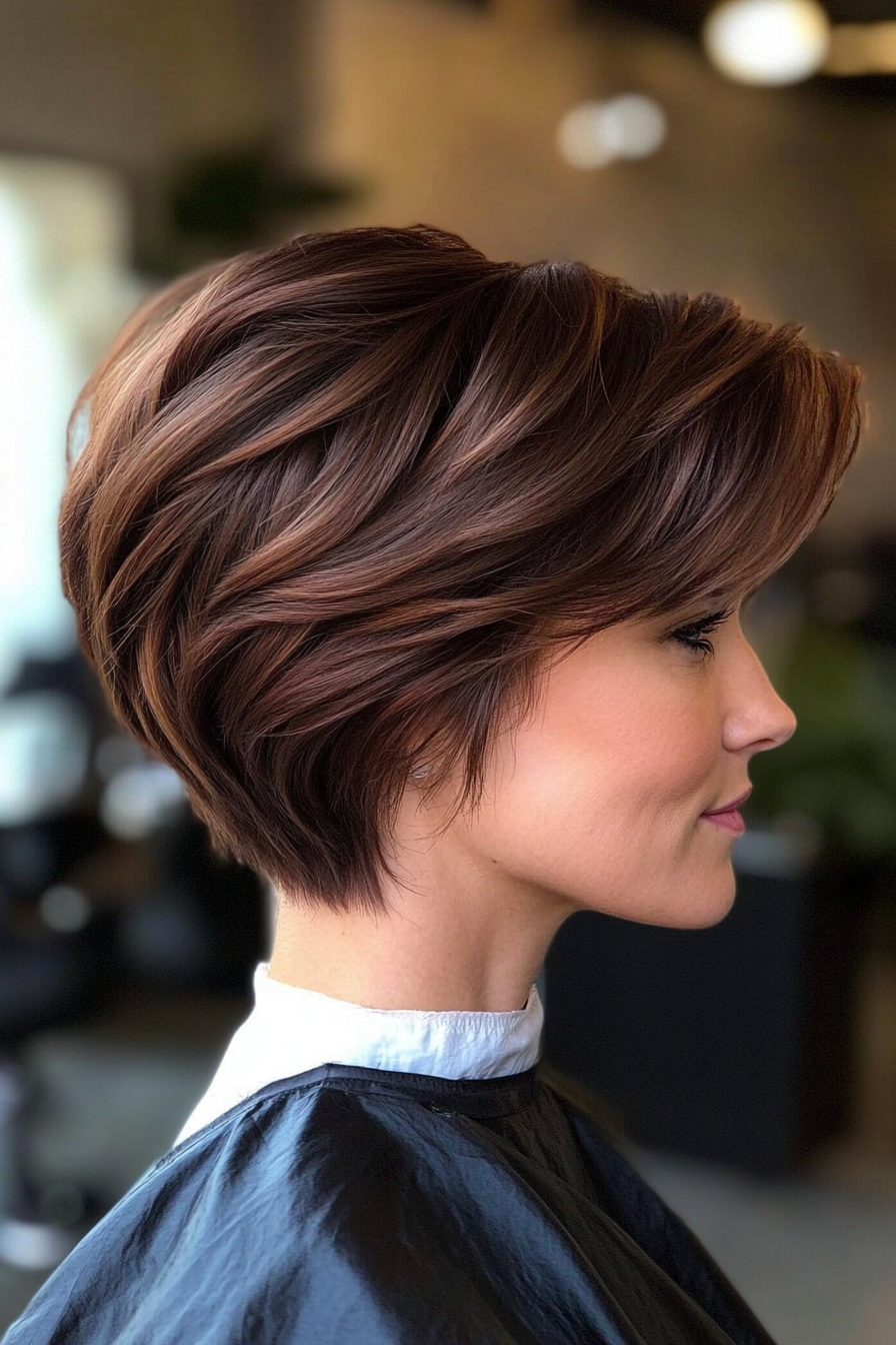 1. Soft Layered Pixie Bob in Chestnut Brown (Pixie Bob Haircut Ideas) - Pixie Bob Haircut Ideas
