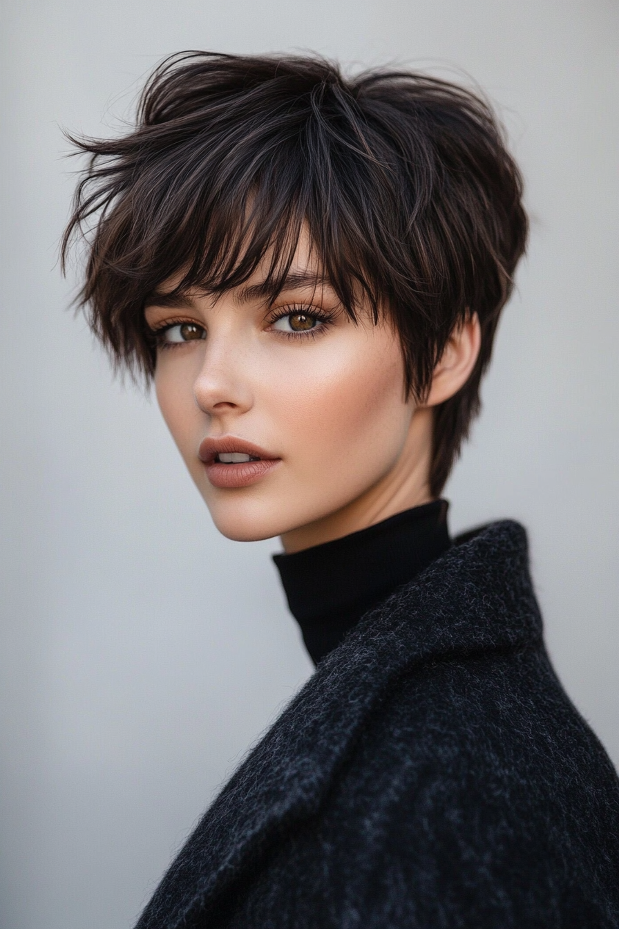 8. Choppy Pixie Bob in Espresso Brown (Pixie Bob Haircut Ideas) - Pixie Bob Haircut Ideas