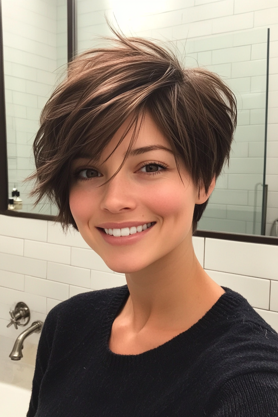 10. Wispy Pixie Bob in Dark Ash Brown (Pixie Bob Haircut Ideas) - Pixie Bob Haircut Ideas