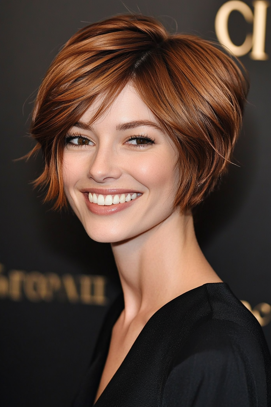 11. Voluminous Pixie Bob in Warm Chestnut (Pixie Bob Haircut Ideas) - Pixie Bob Haircut Ideas