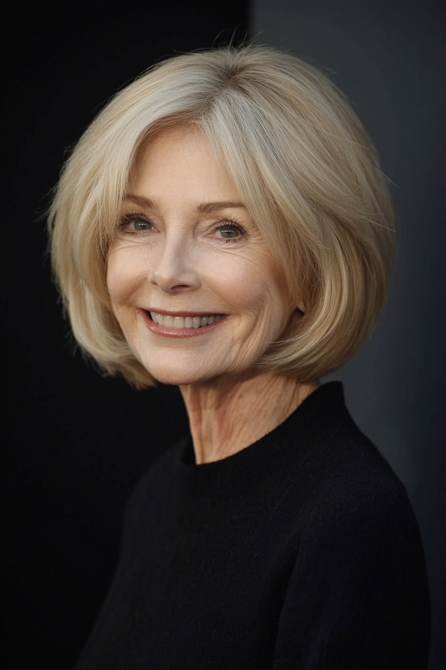 7. Chin-Length Bob in Honey Blonde (Short Haircuts For Women Over 60 With Thin Hair) - Short Haircuts For Women Over 60 With Thin Hair