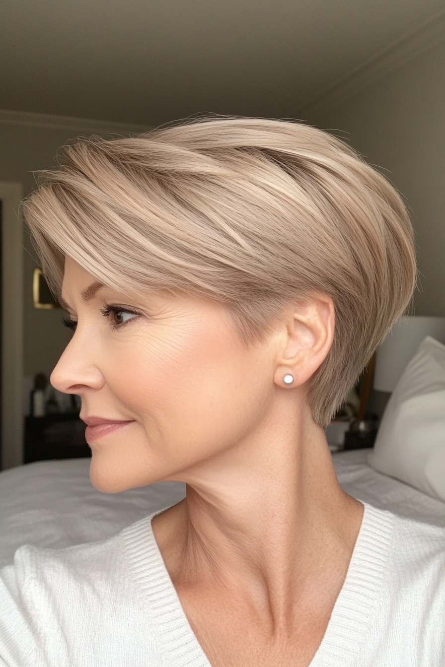 11. Tapered Pixie in Sandy Blonde (Short Haircuts For Women Over 60 With Thin Hair) - Short Haircuts For Women Over 60 With Thin Hair