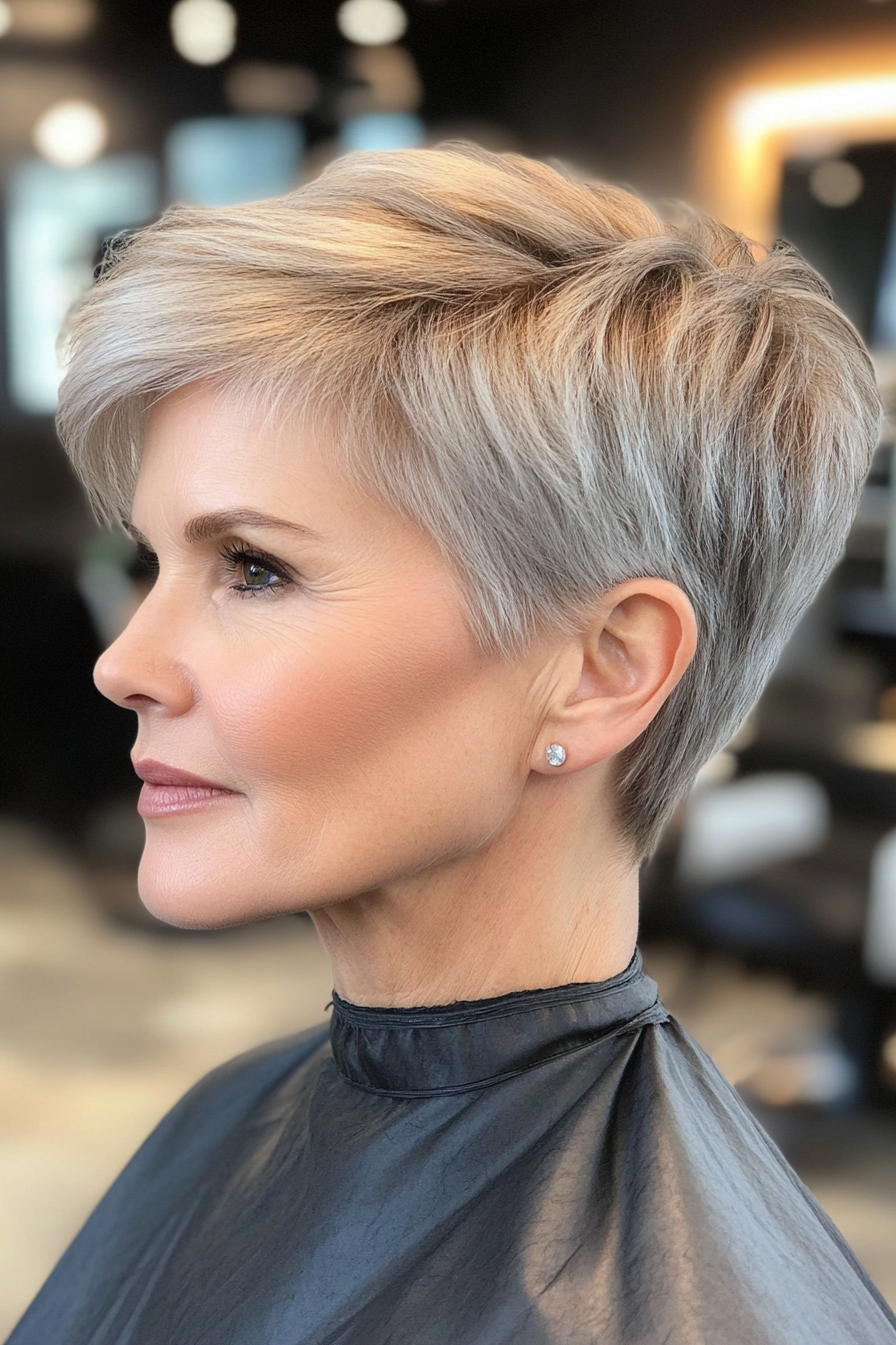 25. Blended Crop in Golden Gray (Short Haircuts For Women Over 60 With Thin Hair) - Short Haircuts For Women Over 60 With Thin Hair