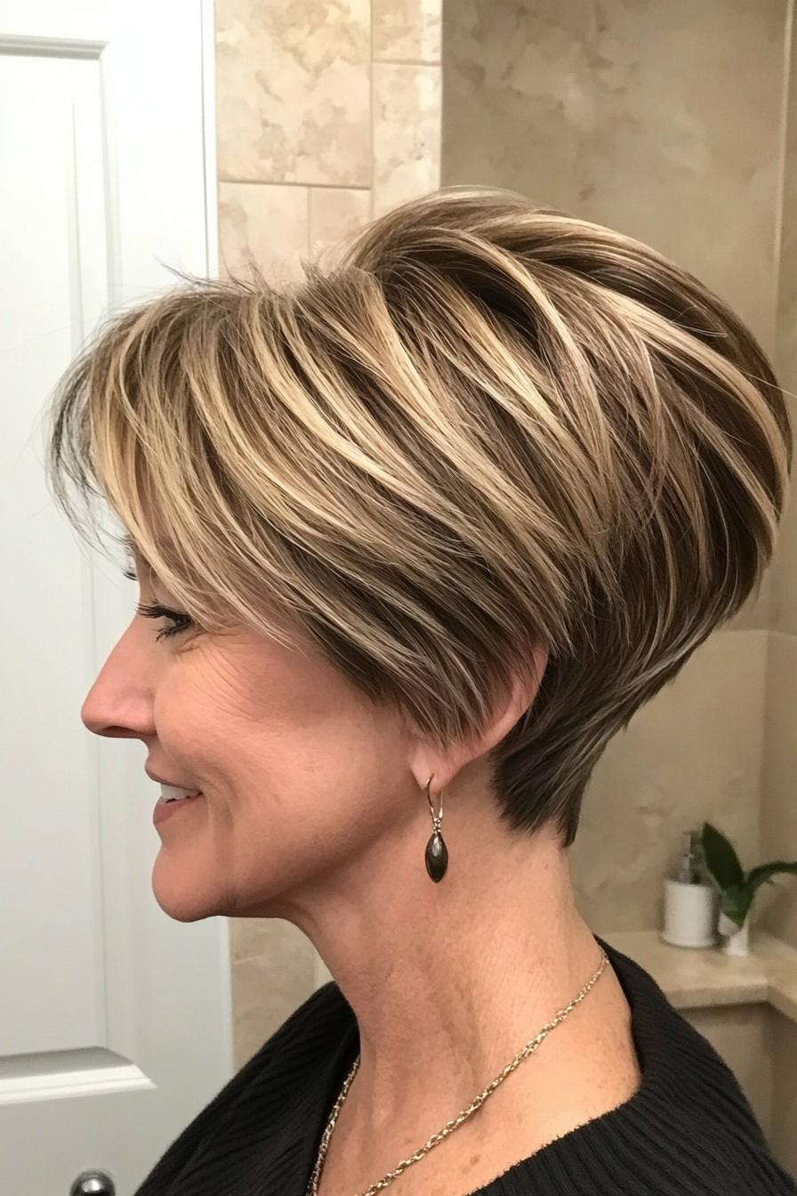 19. Dimensional Dark Blonde Pixie (Short Pixie Haircuts For Older Women) - Short Pixie Haircuts For Older Women