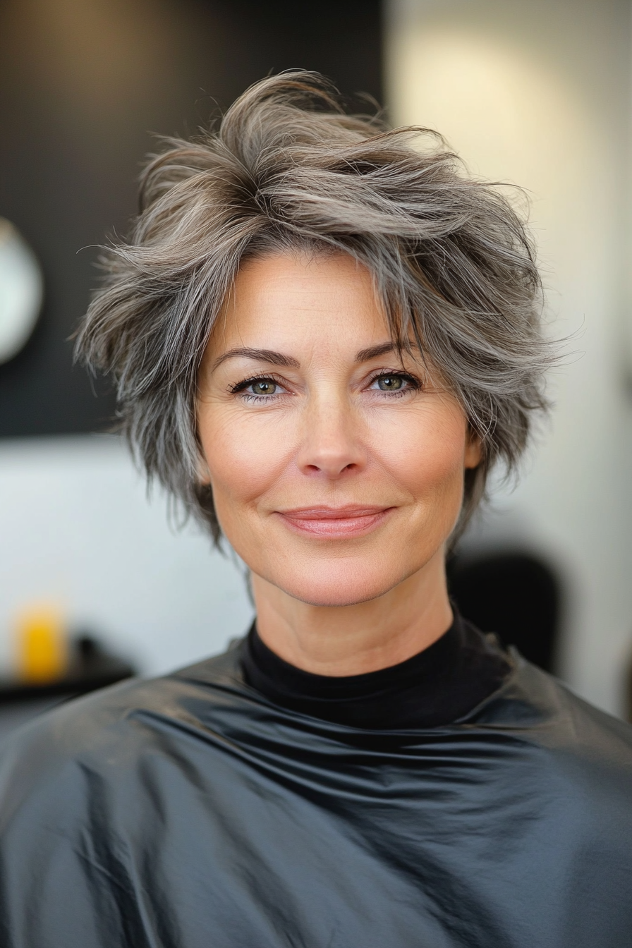 25. Voluminous Ash Brown Pixie Cut (Short Pixie Haircuts For Older Women) - Short Pixie Haircuts For Older Women