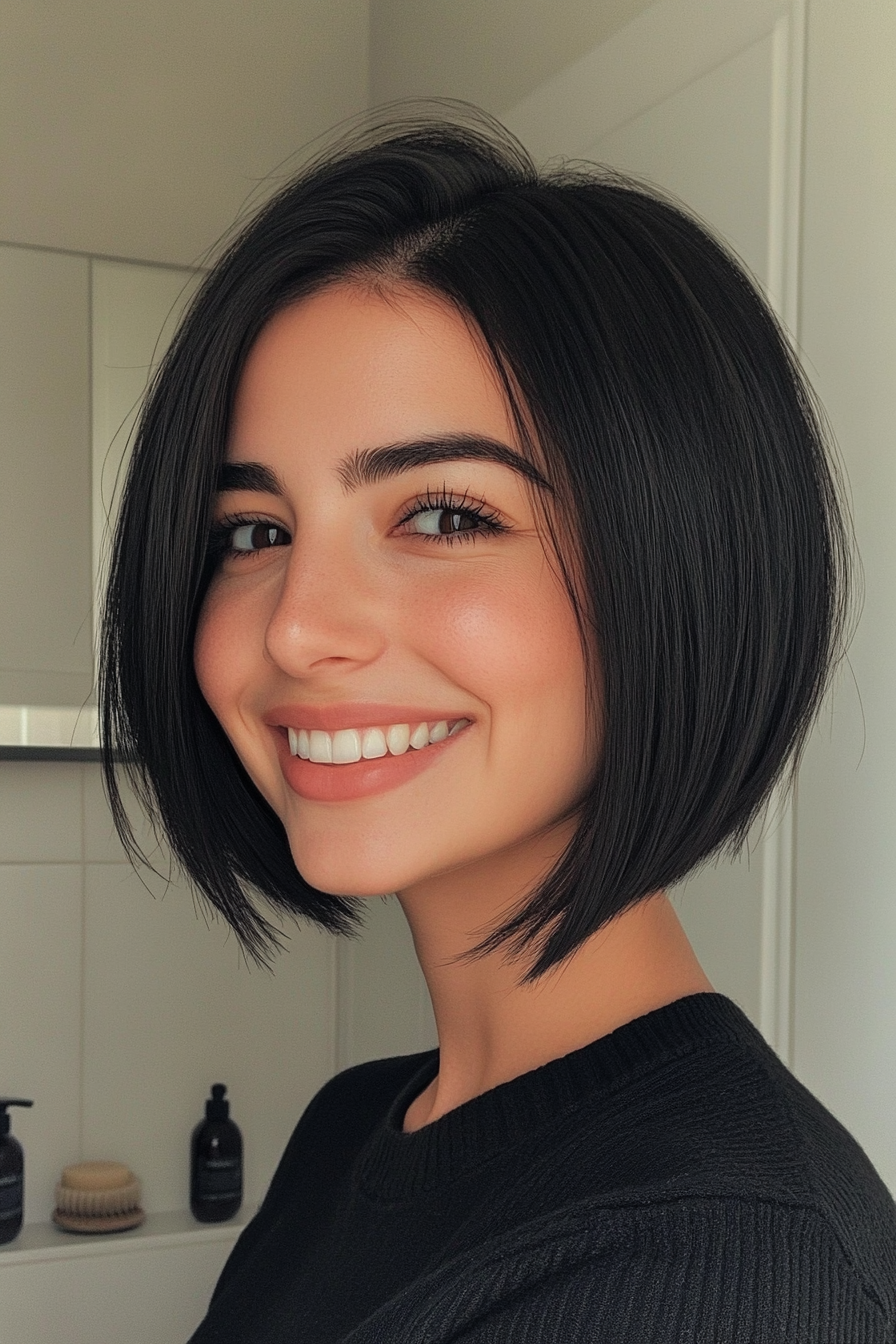 5. French Bob in Classic Black (Short Hairstyles For Thick Hair) - Short Hairstyles For Thick Hair
