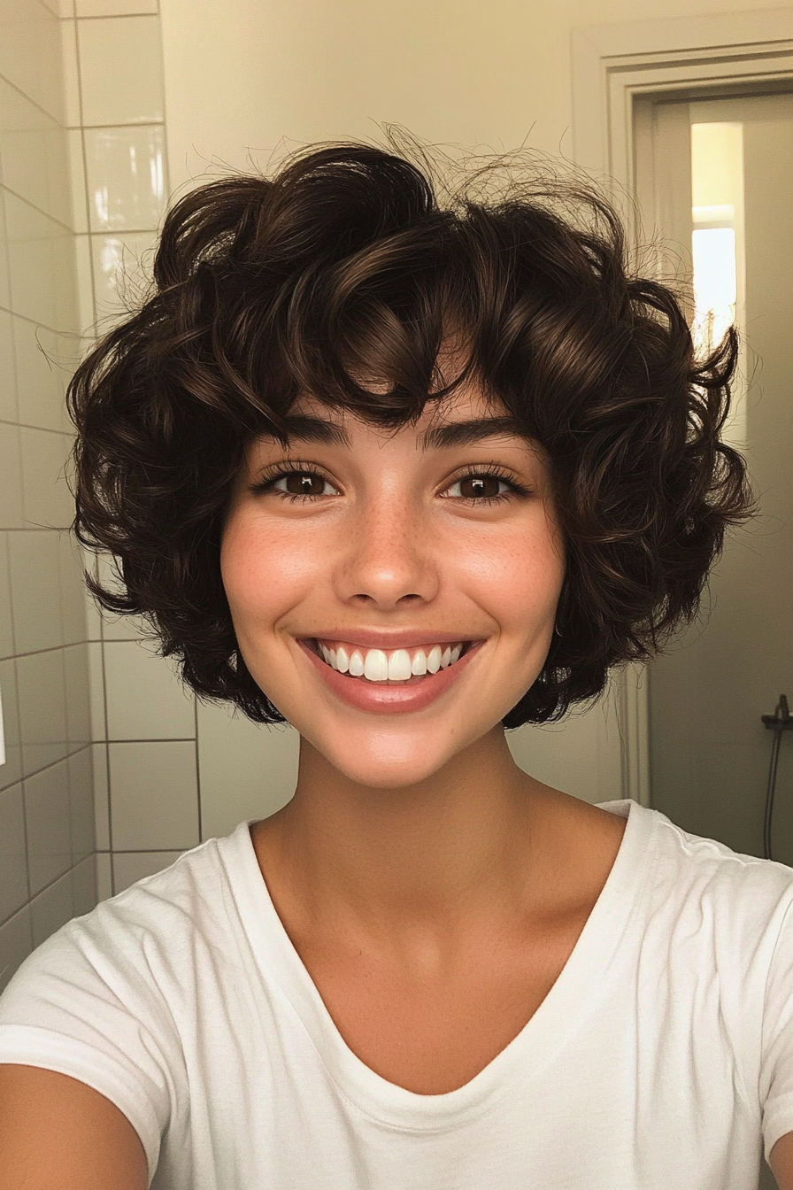 9. Curly Crop in Dark Mahogany (Short Hairstyles For Thick Hair) - Short Hairstyles For Thick Hair