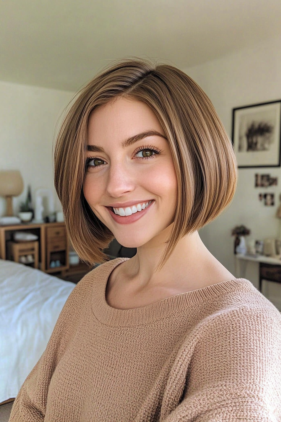 14. Rounded Bob in Soft Caramel (Short Hairstyles For Thick Hair) - Short Hairstyles For Thick Hair
