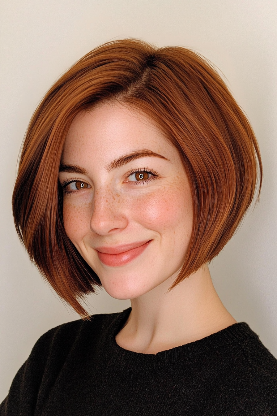 15. Chin-Length Blunt Cut in Deep Chestnut (Short Hairstyles For Thick Hair) - Short Hairstyles For Thick Hair