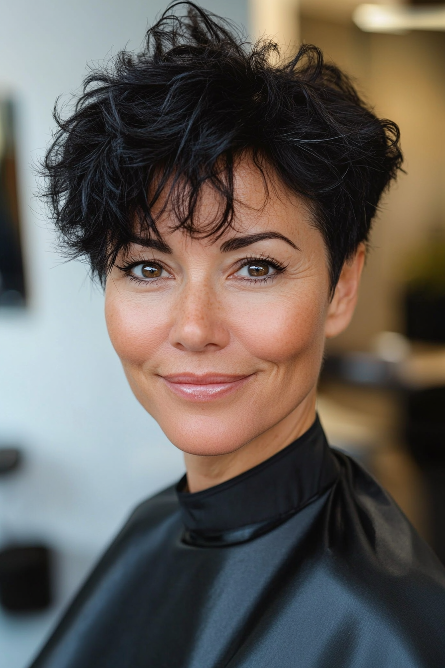 13. Short Tapered Cut in Natural Black (Hairstyles For Women Over 50 With Thick Hair) - Hairstyles For Women Over 50 With Thick Hair