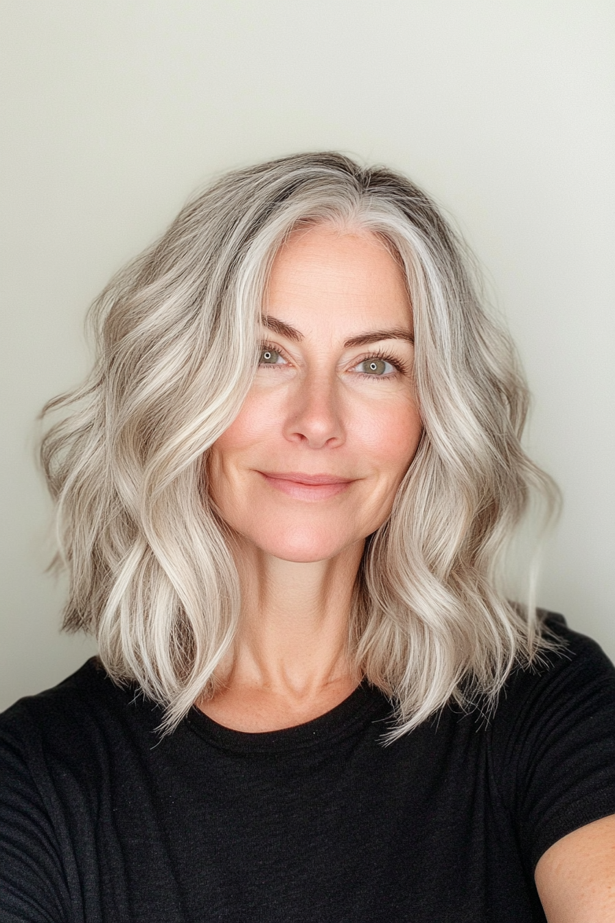 7. Wavy Lob in Dark Blonde (Senior Haircuts For Older Women) - Senior Haircuts For Older Women