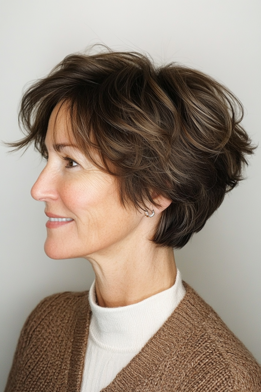11. Textured Crop in Dark Brown (Senior Haircuts For Older Women) - Senior Haircuts For Older Women
