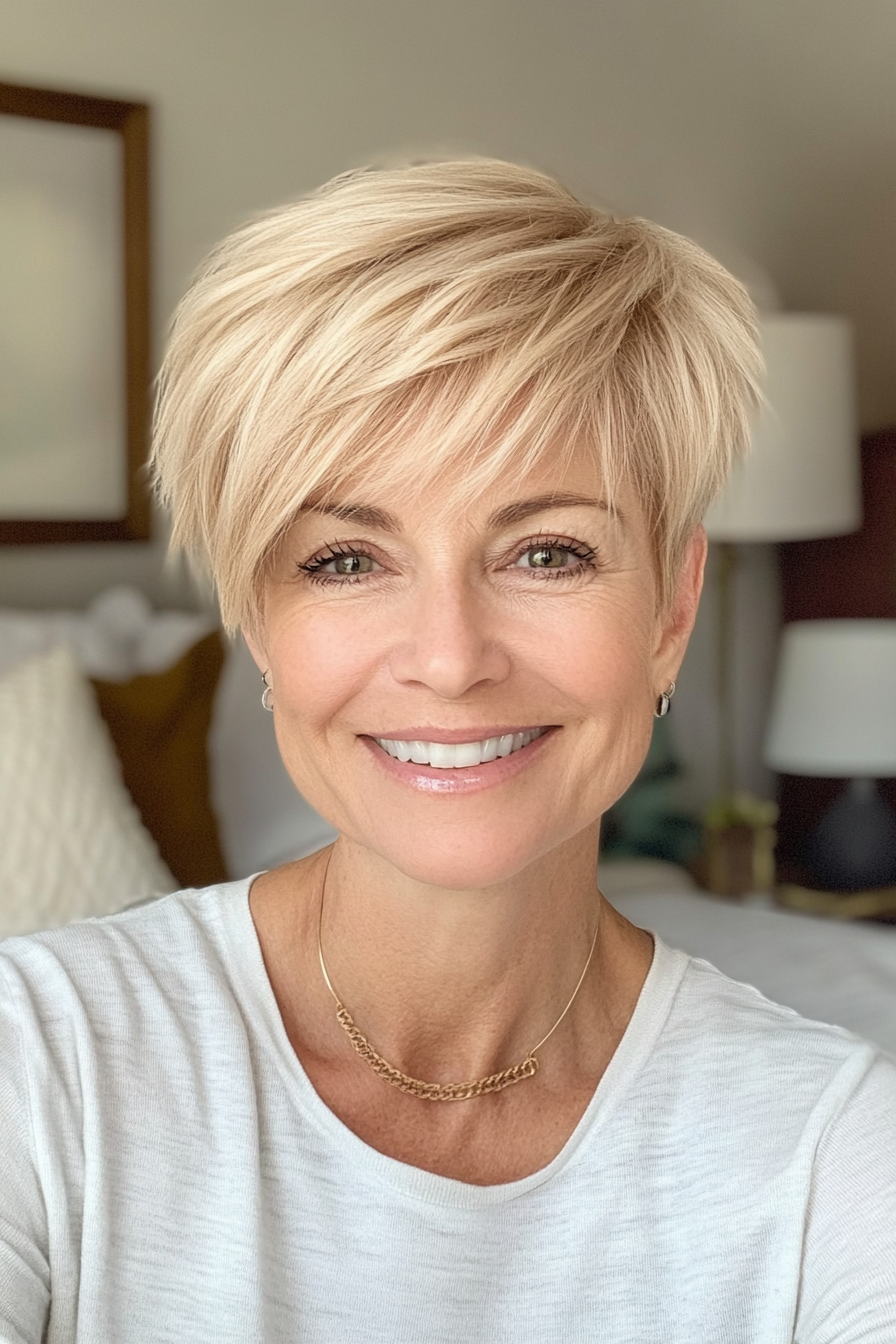 12. Soft Wispy Pixie in Honey Blonde (Senior Haircuts For Older Women) - Senior Haircuts For Older Women