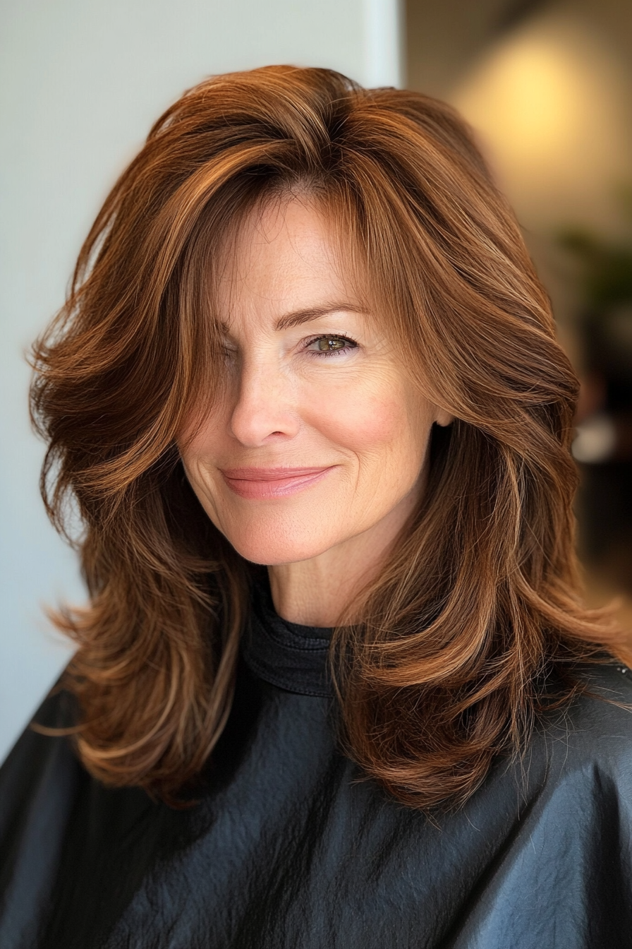 16. Modern Shag in Soft Caramel Brown (Senior Haircuts For Older Women) - Senior Haircuts For Older Women