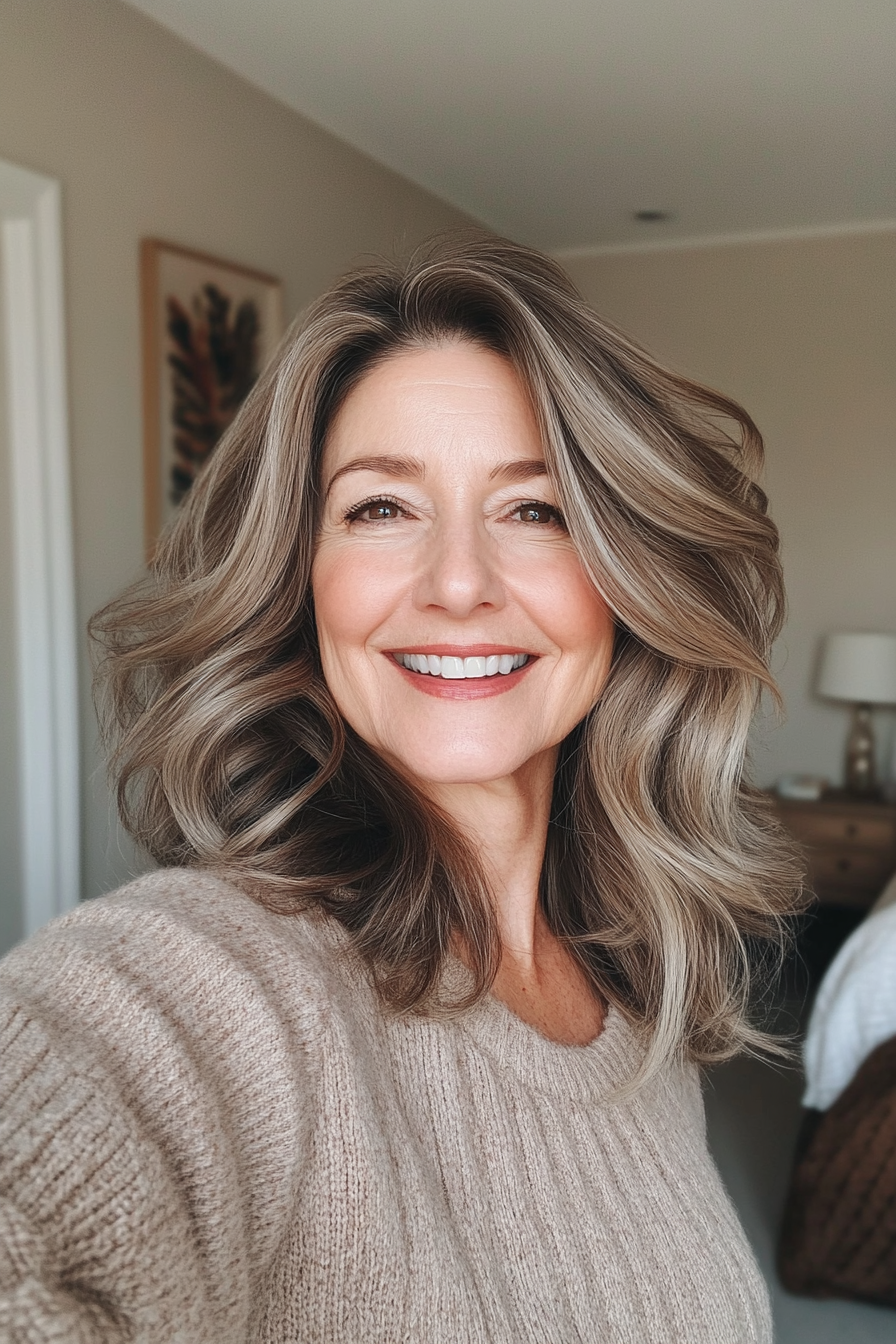 22. Medium-Length Waves in Soft Mocha (Senior Haircuts For Older Women) - Senior Haircuts For Older Women