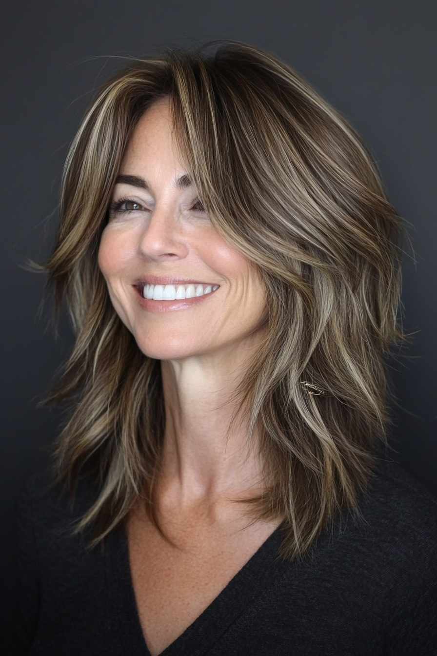16. Textured Shag in Light Ash Brown (Layered Haircuts For Women Over 50) - Layered Haircuts For Women Over 50