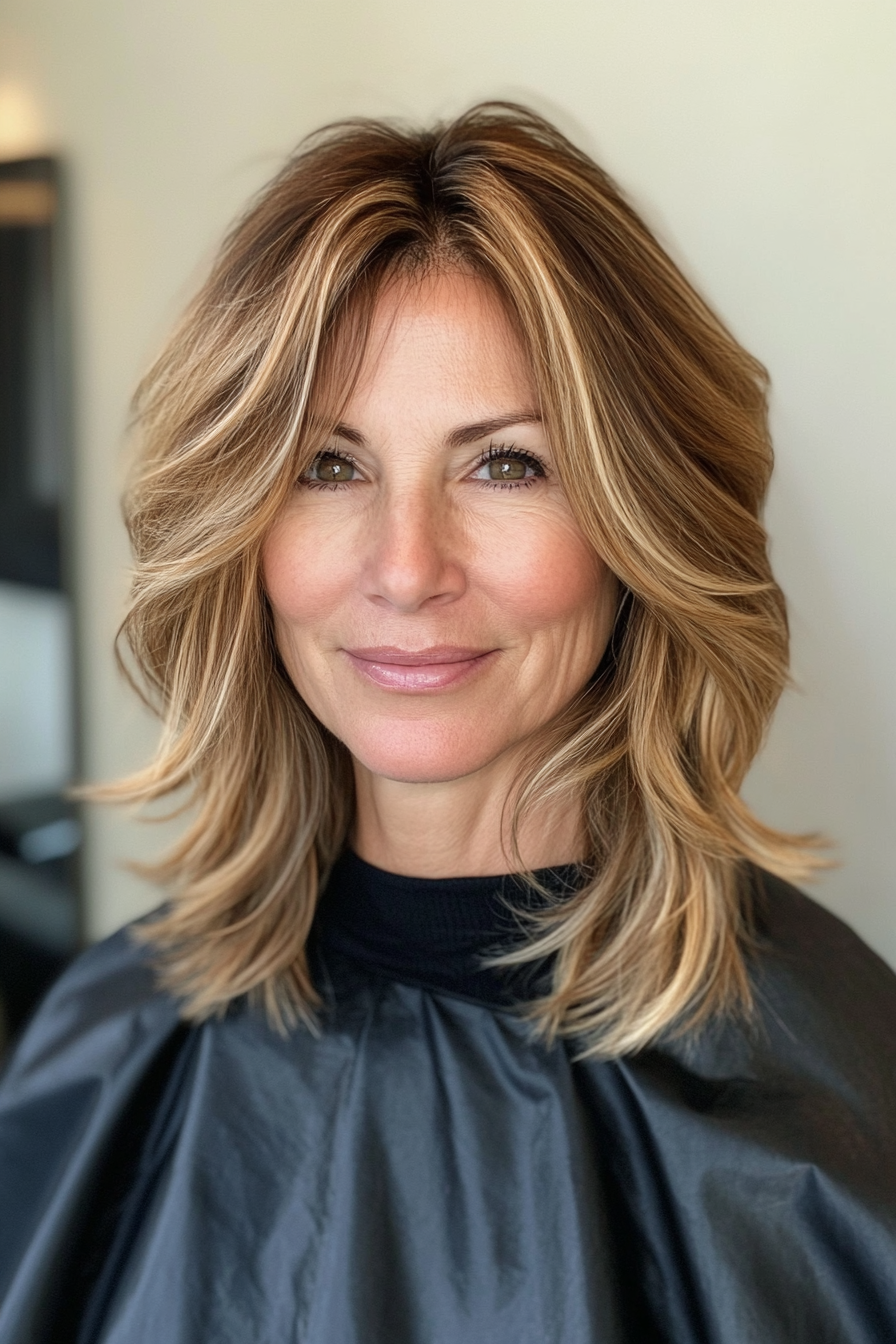 5. Honey Blonde Shoulder-Length Cut (Medium Length Haircuts For Women Over 40) - Medium Length Haircuts For Women Over 40