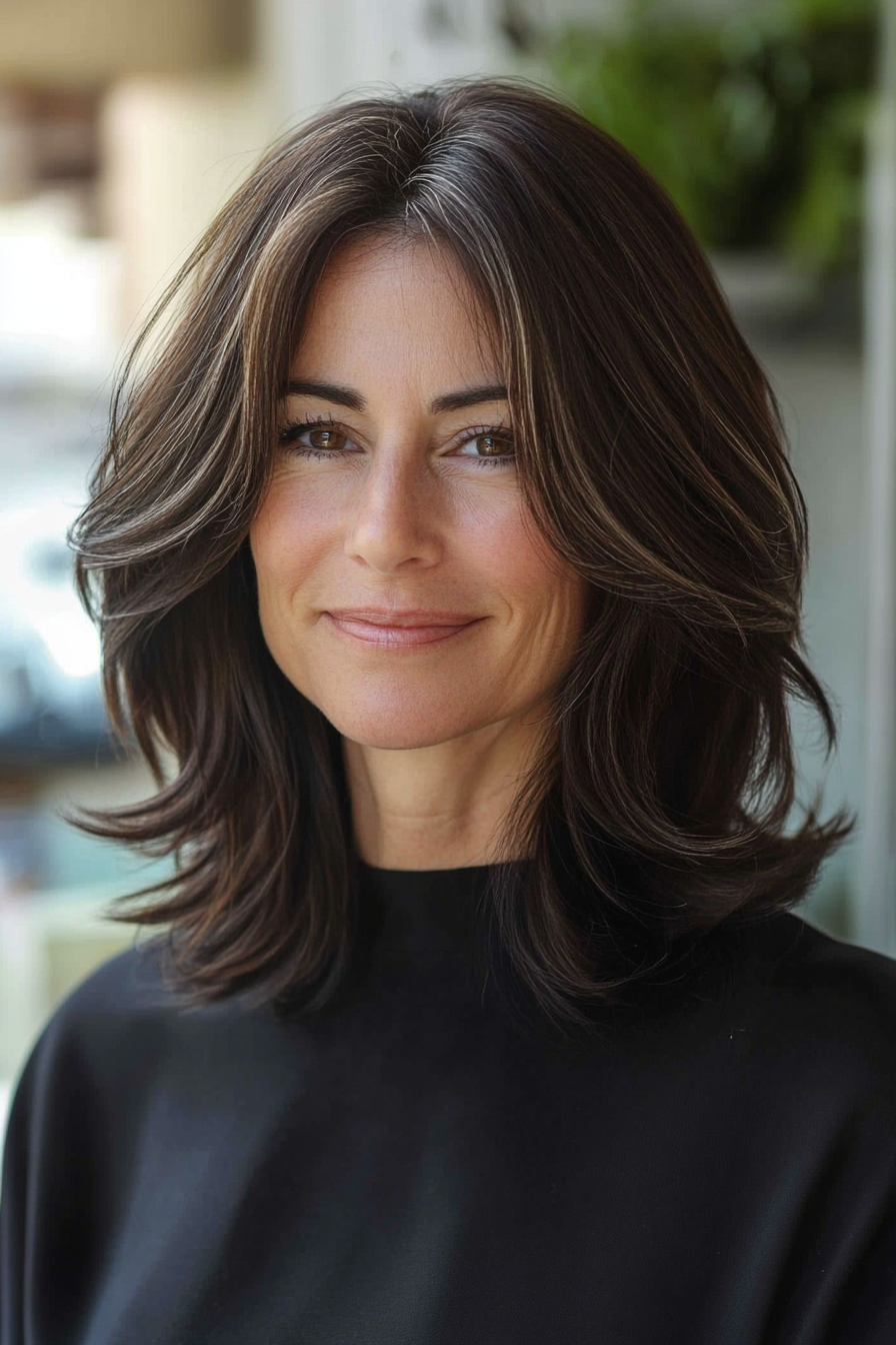 13. Rich Espresso Shoulder Cut (Medium Length Haircuts For Women Over 40) - Medium Length Haircuts For Women Over 40