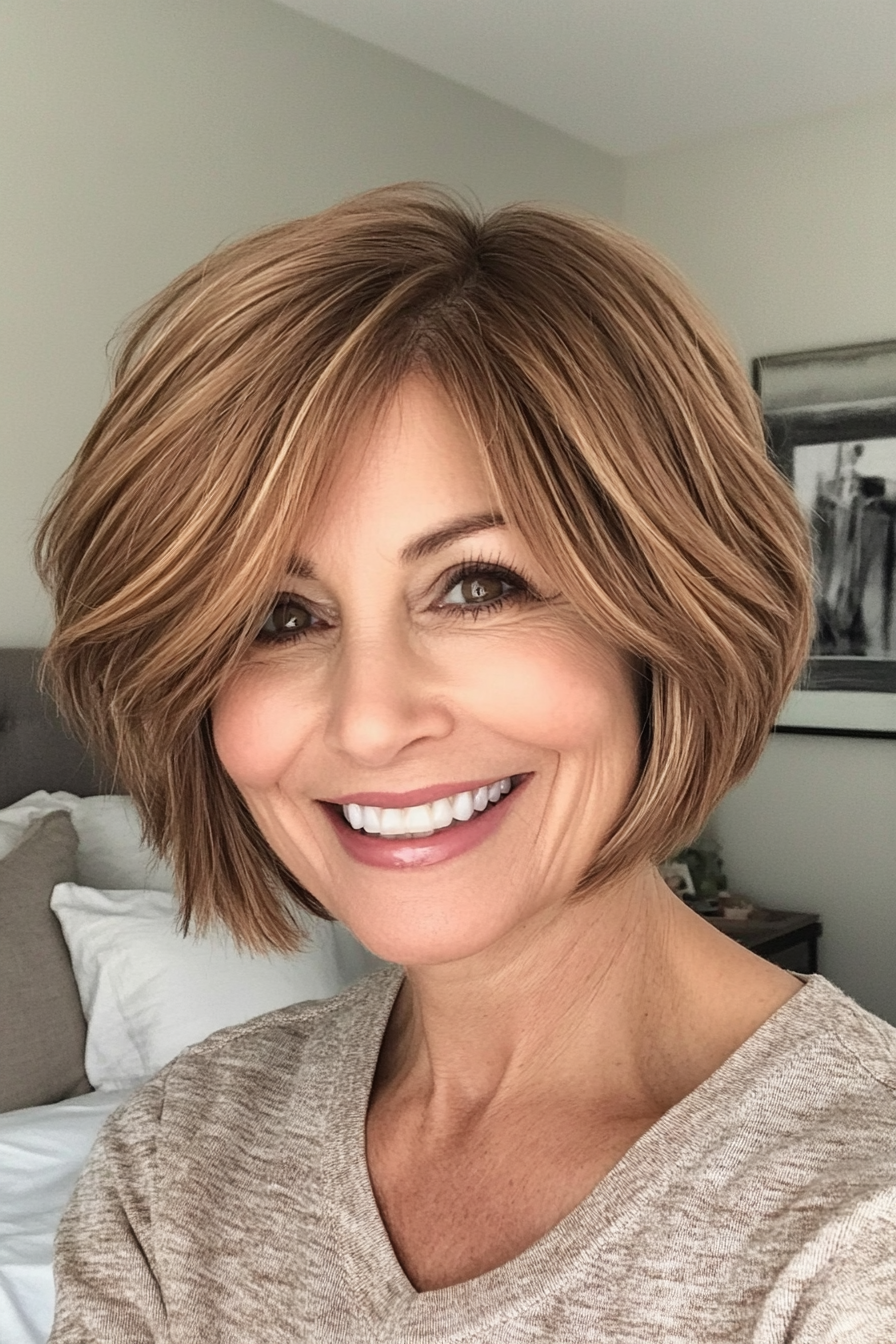 2. Textured Bob with Soft Layers (Short Bob Hairstyles For Older Women) - Short Bob Hairstyles For Older Women