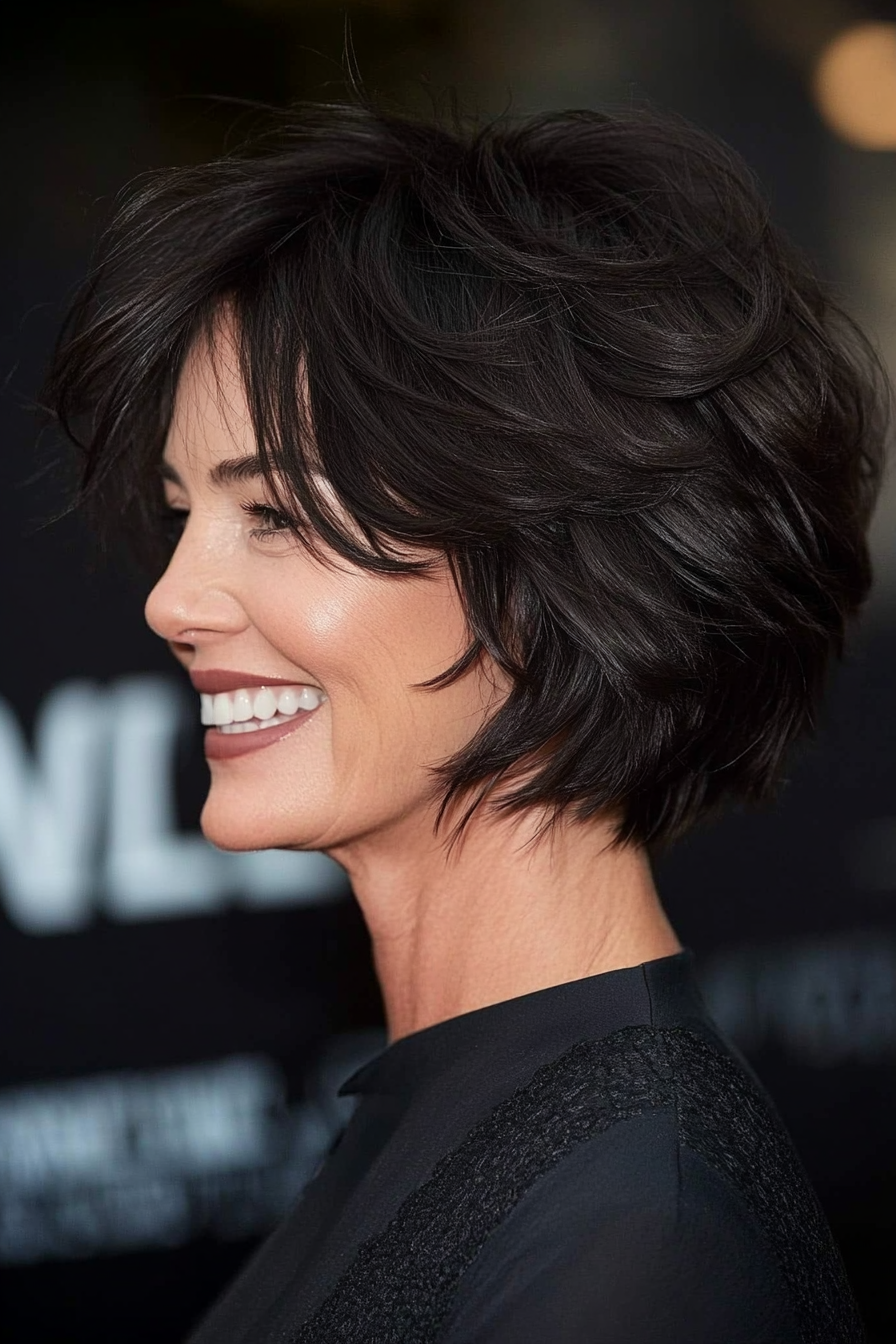 8. Tousled Crop in Midnight Brown (Short Black Hairstyles For Women Over 50) - Short Black Hairstyles For Women Over 50