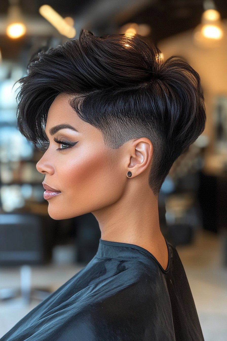10. Edgy Undercut in Rich Onyx (Short Black Hairstyles For Women Over 50) - Short Black Hairstyles For Women Over 50
