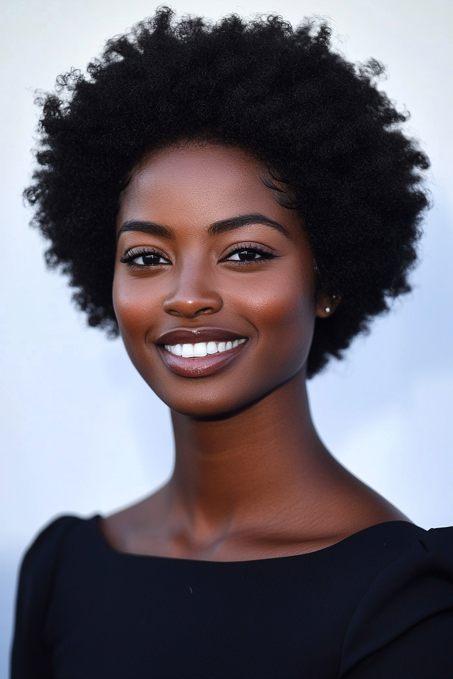 11. Short Afro in Deep Ebony (Short Black Hairstyles For Women Over 50) - Short Black Hairstyles For Women Over 50