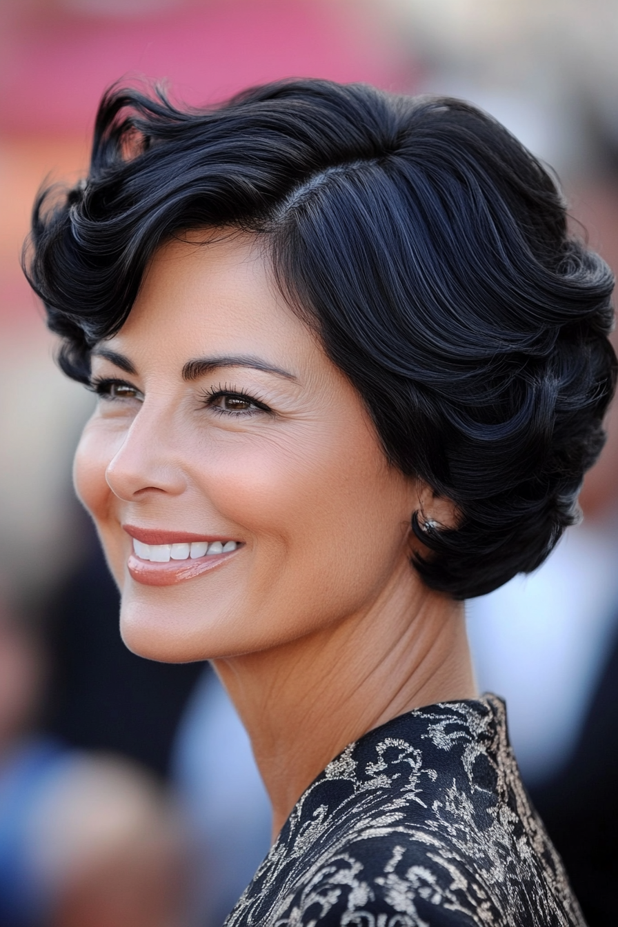 14. Finger Waves in Natural Jet Black (Short Black Hairstyles For Women Over 50) - Short Black Hairstyles For Women Over 50