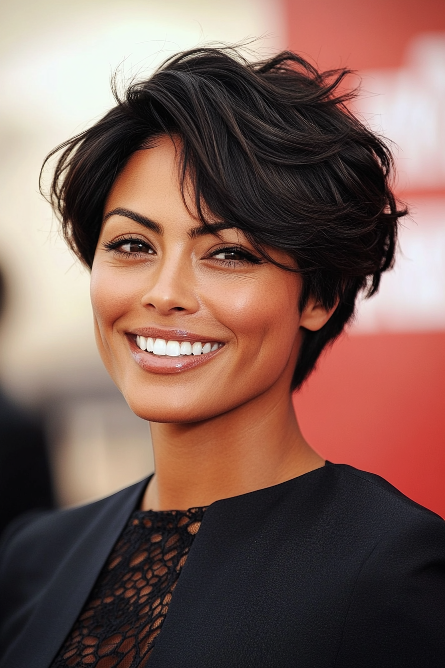 24. Wavy Crop in Espresso Brown (Short Black Hairstyles For Women Over 50) - Short Black Hairstyles For Women Over 50