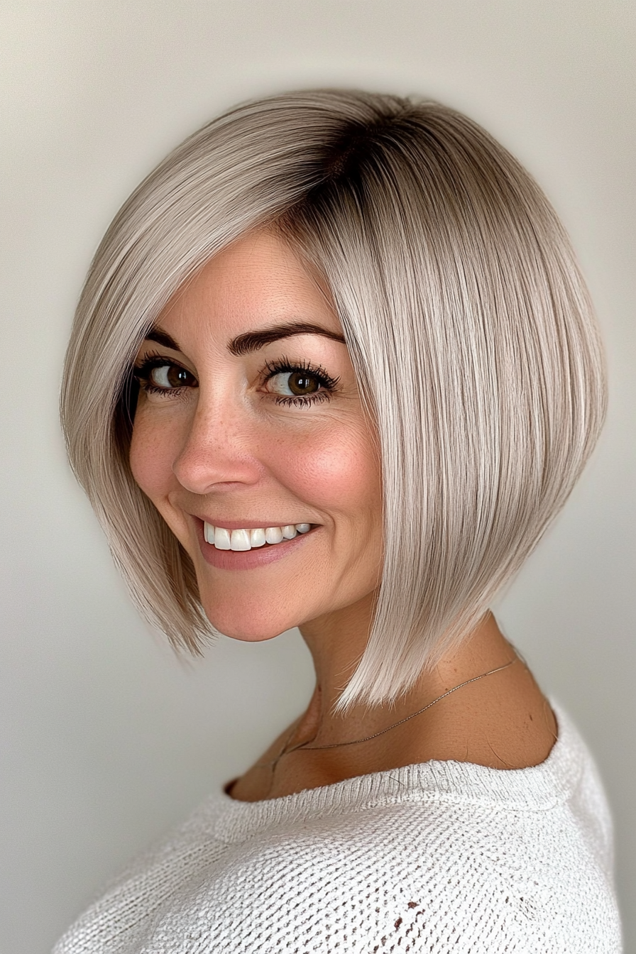 6. Platinum Blonde Inverted Bob (Short Bob Hairstyles For Older Women) - Short Bob Hairstyles For Older Women