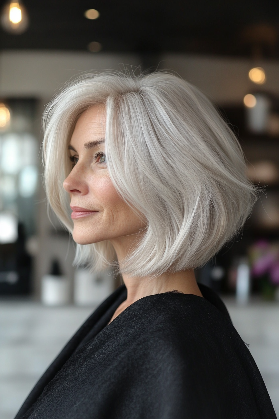 8. Wispy Bob in Light Ash Blonde (Short Bob Hairstyles For Older Women) - Short Bob Hairstyles For Older Women