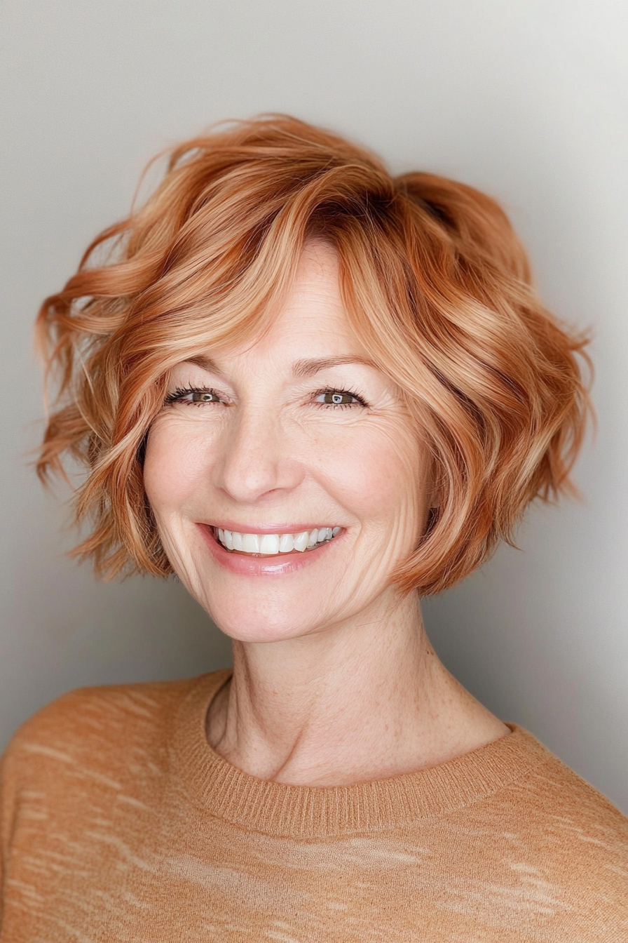 23. Tousled Bob in Light Copper (Short Bob Hairstyles For Older Women) - Short Bob Hairstyles For Older Women