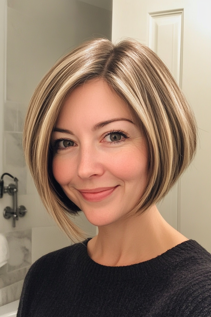 25. Round Bob in Dark Blonde (Short Bob Hairstyles For Older Women) - Short Bob Hairstyles For Older Women