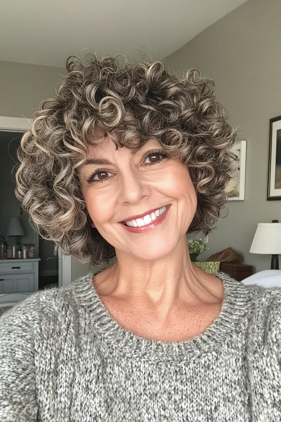 11. Curly Pixie Cut with Dark Blonde (Short Curly Haircuts For Women Over 60) - Short Curly Haircuts For Women Over 60