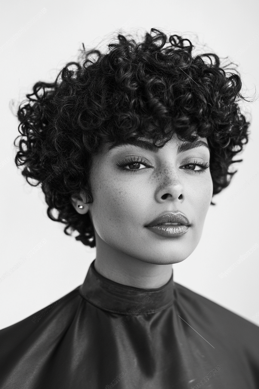 21. Curly Fro with Natural Black Curls (Short Curly Haircuts For Women Over 60) - Short Curly Haircuts For Women Over 60